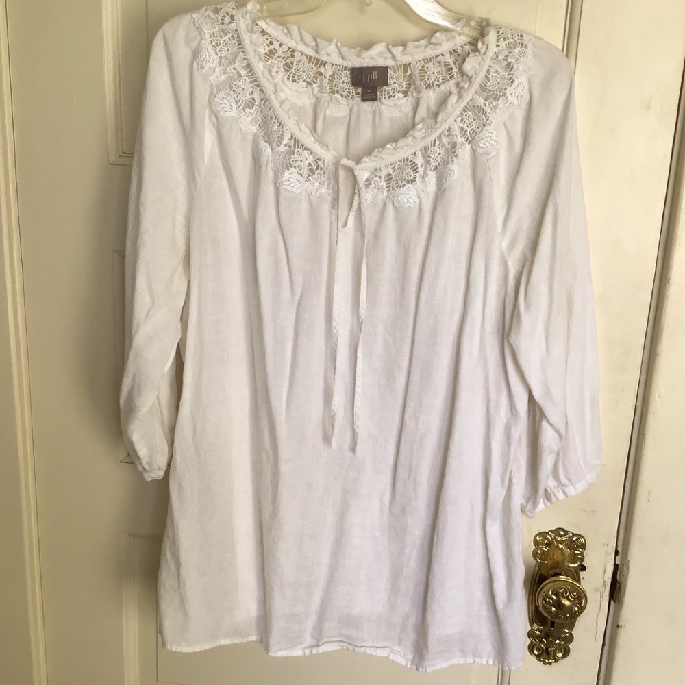 J. Jill White Peasant Blouse